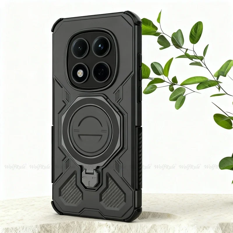 Shockproof Bumper Case with Ring Holder and Magnetic Adsorption Cover