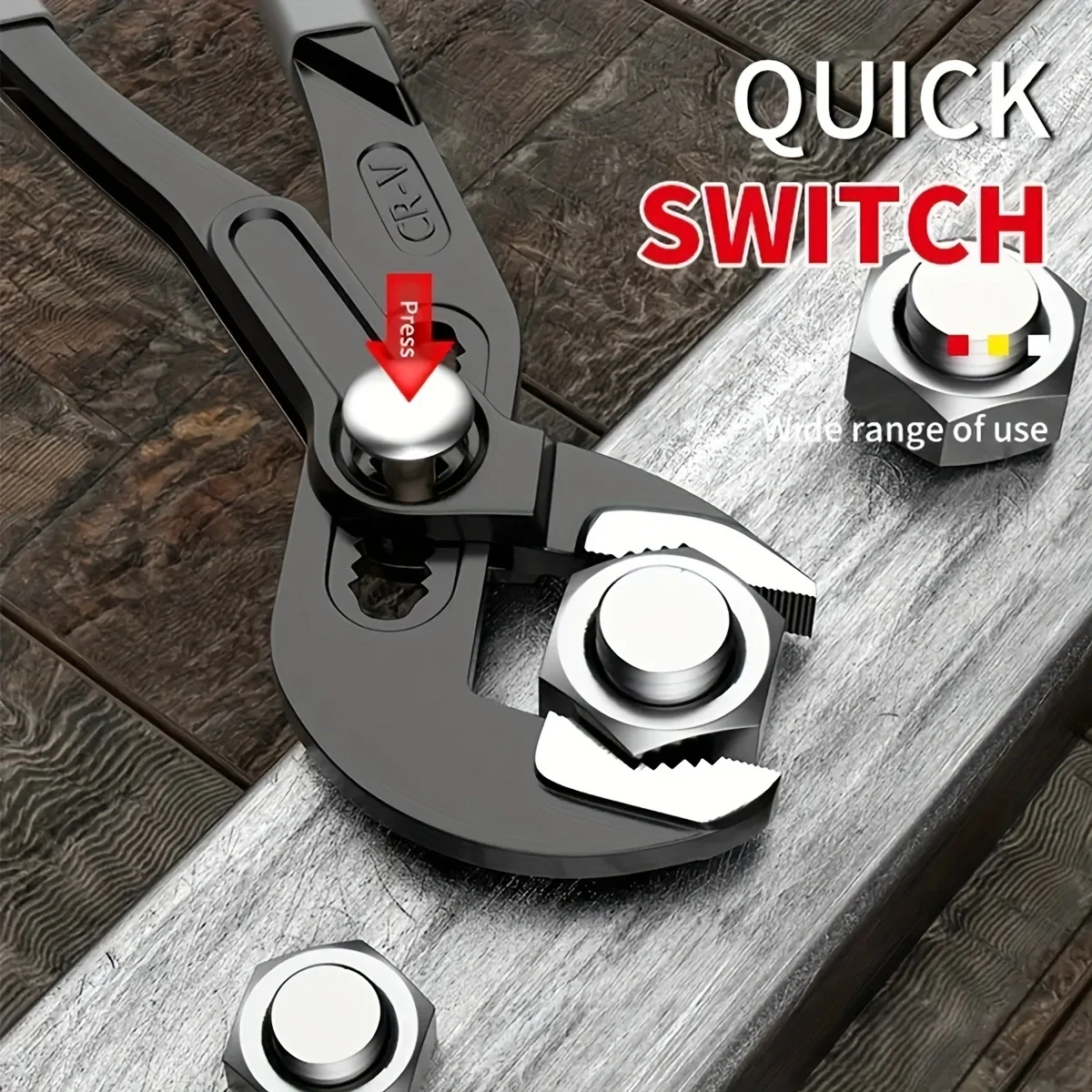 1pc Water Pump Pliers Quick-Release Plumbing Pliers Pipe Wrench Adjustable Water Pipe Clamp Household Hand Tools Multi-fu