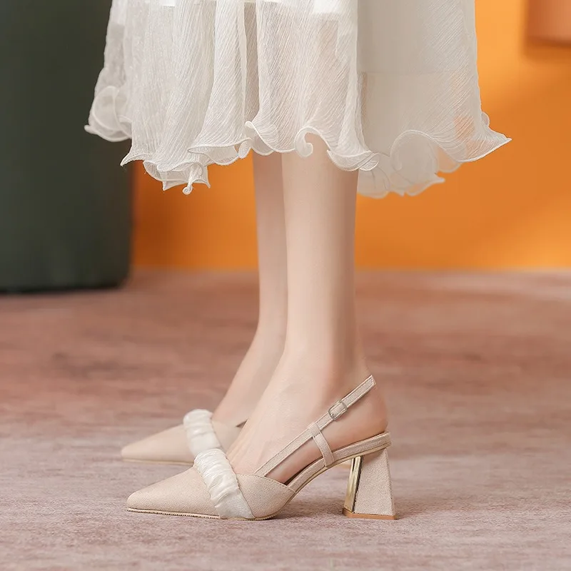 Pointed Toe Women Shoes New Retro Sexy Single Shoes Women Bow Fashion High Heels Gentle Women Sandals Women Pumps 41-180