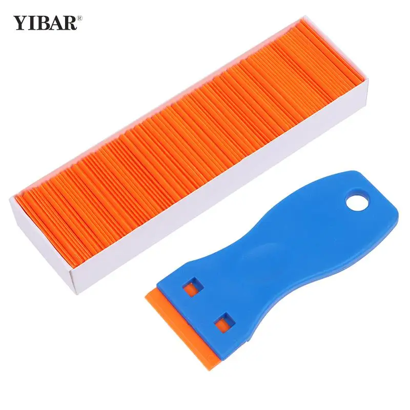 

Double Edged Plastic Razor Blade Lable Clean Razor Glue Remover Window Glass Clean Scraper Car Wrap Sticker Squeegee tool