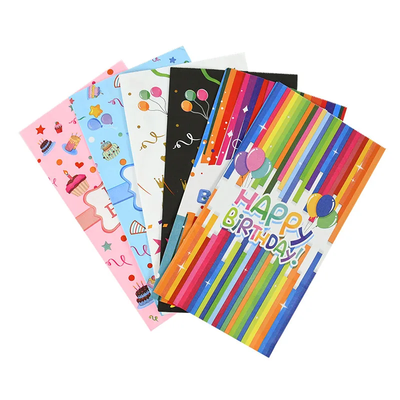10/30/50Pcs Alles Gute Zum Geburtstag Kraft Papier Geschenk Taschen Bunte Print Süßigkeiten Cookies Verpackung Boxen Tasche für Kinder Geburtstag Party Decor – Detail 12