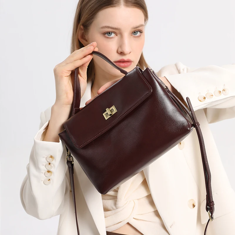 Cowhide Saddle Bags For Lady Brand Women Handbag Genuine