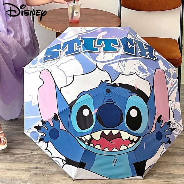 Disney Stitch-paraguas plegable de doble uso para exteriores, sombrilla de  doble uso con dibujos animados