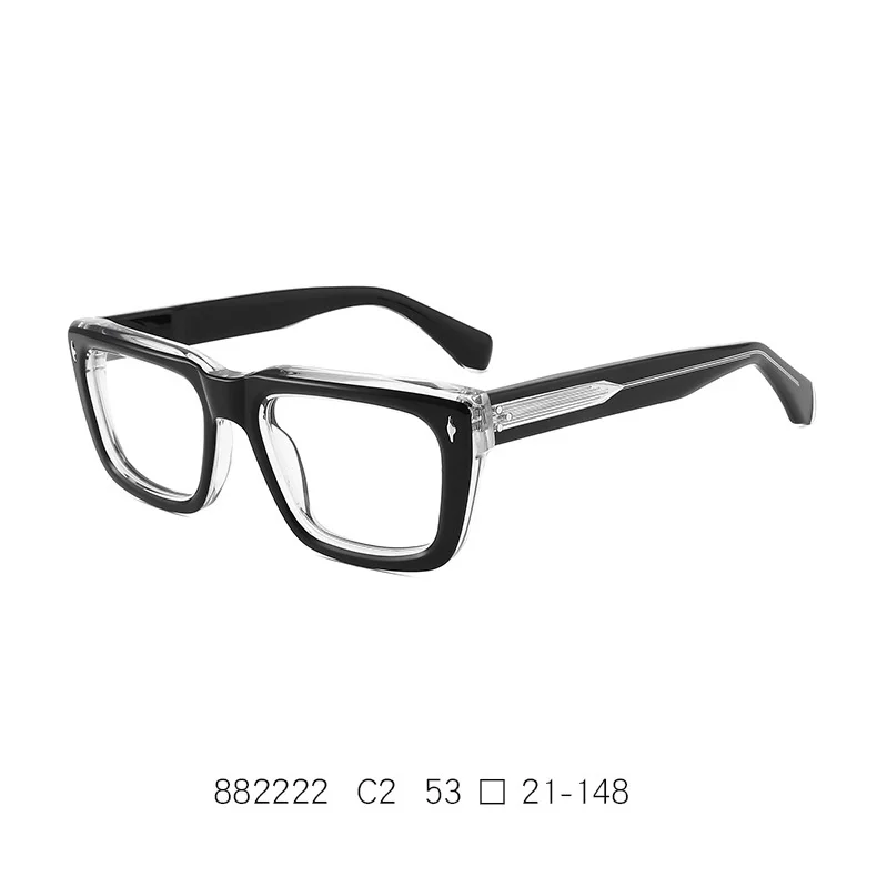 F · dracon neuen Stil Platte Brille Rahmen quadratische Retro Herren Brille Rahmen modische dicke optische Brille für Männer – Detail 5
