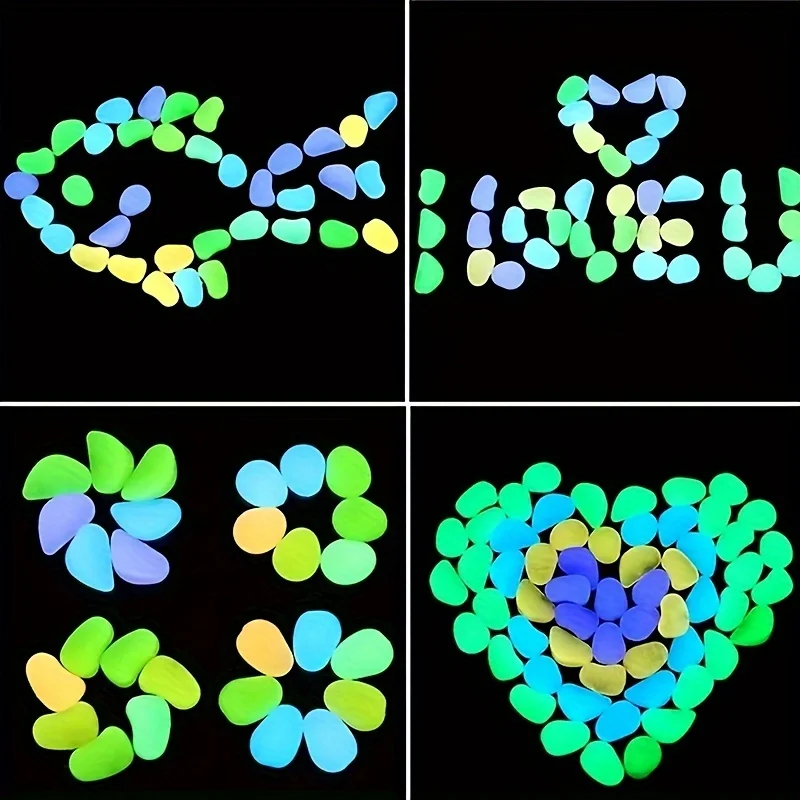 Glow Stones 200Pcs Glow in the Dark Garden Pebbles for Garden Terrace Lawn Patio Fish Tank Aquarium Decoration