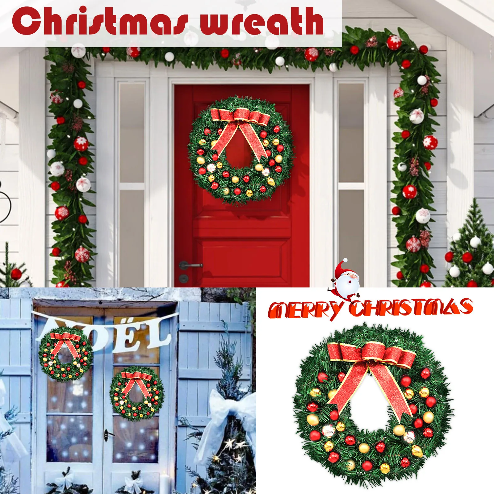 

Red Decoration Trumpet Hanging Fruit Wreath Door Garland Christmas Christmas Home Decor Realistic Heart