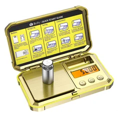 Precision Digital Pocket Scale with Calibration Weight for Kitchen, Jewelry, and More (Gold)