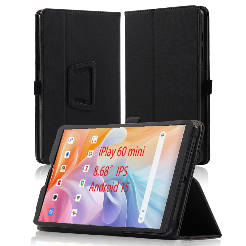 Premium Magnetic PU Leather Tablet Case with Hand Strap and Folding Stand - 8.68