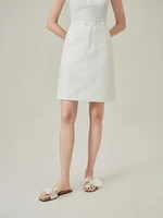 FSLE White Dark Patterned Jacquard Skirt For Women’s Summer 2024 New Straight Tube Skirt Medium Length Style Skirts 24FS12406
