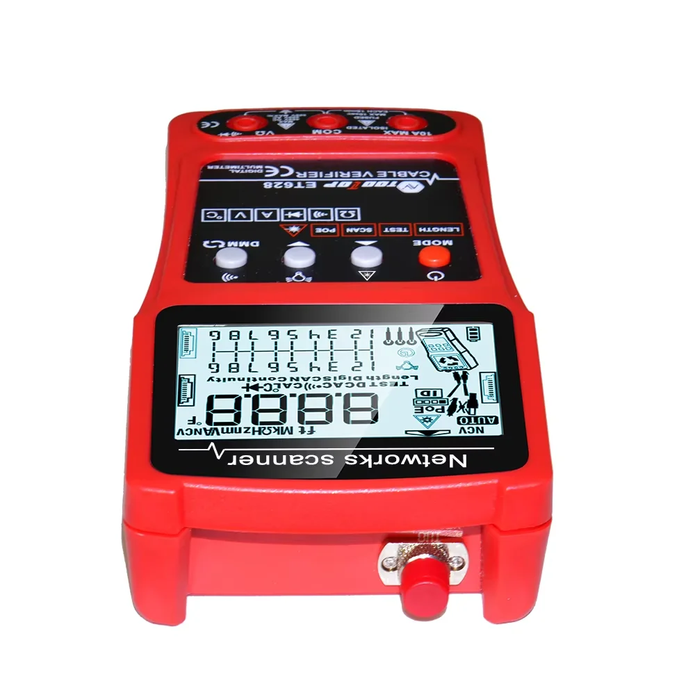 TOOLTOP 3 in 1 LAN Cable Tester Visual Fault Locator Multimeter 600M Length Measure Cable Mapping POE Rj45 Network Tracker