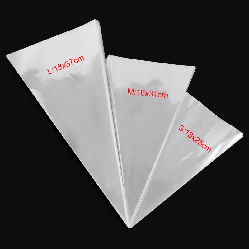 Plastic Bags Clear Cone Candy Bags Food Snack Packaging With Ties Wedding Birthday Party Favors Decoration DIY Gift 50Pcs