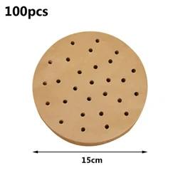 Pack of 100 Non - Stick Disposable Air Fryer Liners - Premium Oil - Resistant Parchment Paper (Brown Dia 15cm)
