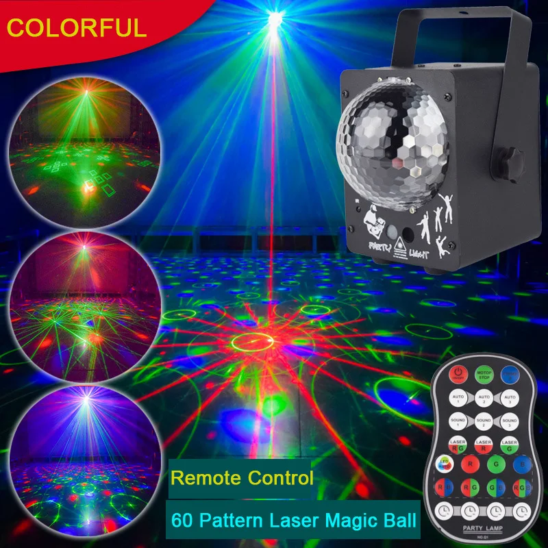 

Magic Ball Disco Laser Light DJ Stage KTV Colorful LED Atmosphere Lamp Party Starry Sky Christmas Festival Projector Light