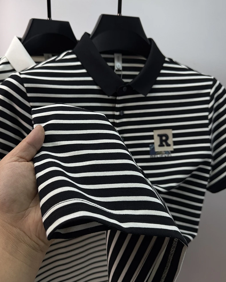 Fashion striped letter embroidered short sleeve polo shirt luxury brand summer new breathable lightweight men's casual T-shirt 20 S4a4389df443541dcbffde7a5bf11e9fep