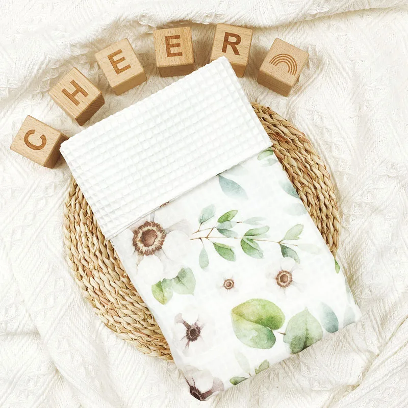

2 Layers Muslin Swaddle Blankets 100% Cotton Baby Waffle Blanket