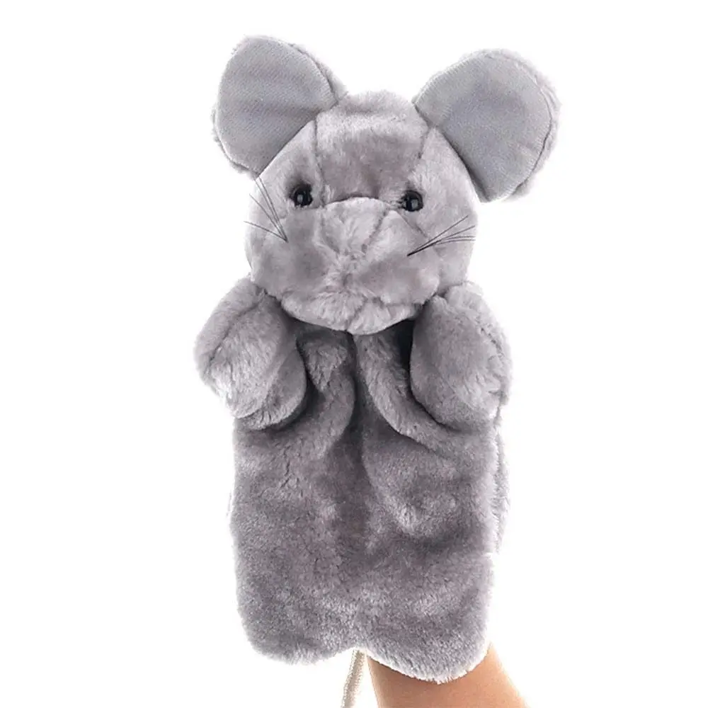 Mouse Hand Puppet Animal Plush Doll Stuffed Toys Cartoon Finger Puppet Glove for Home Kindergarten Story Props