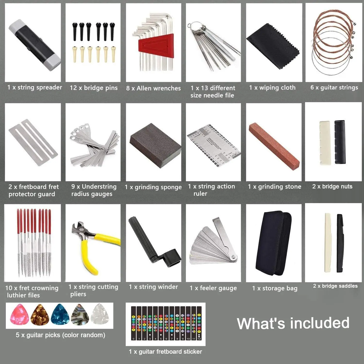 Guitar Accessories Guitar Repair Tool 72-Piece Complete Guitar Tool Kit Set Guitar Repair & Maintenance Kit Comprehensive Accessories
