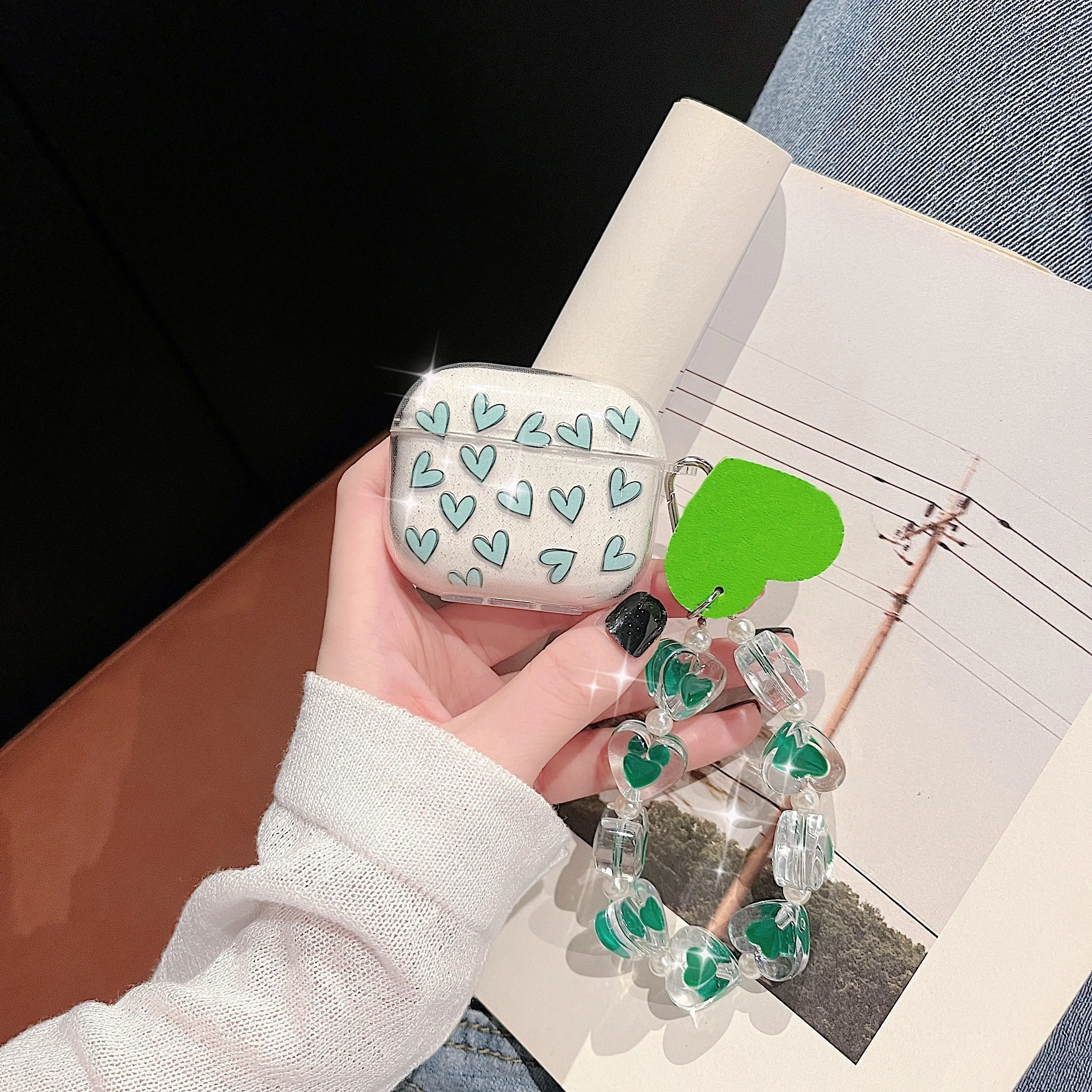 Green Love Headphones Case for AirPods