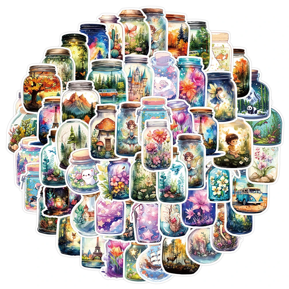 

10/30/50pcs Kawaii Cartoon World in Bottle Aesthetic Graffiti Stickers INS Cute Waterproof Decals for Kid DIY Guitar Phone Diary