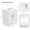 Bathroom Vanity with Ceramic Sink, Bathroom Vanity Cabinet with 2 Doors, 24 Inches Wooden Bathroom Sink Cabinet 2