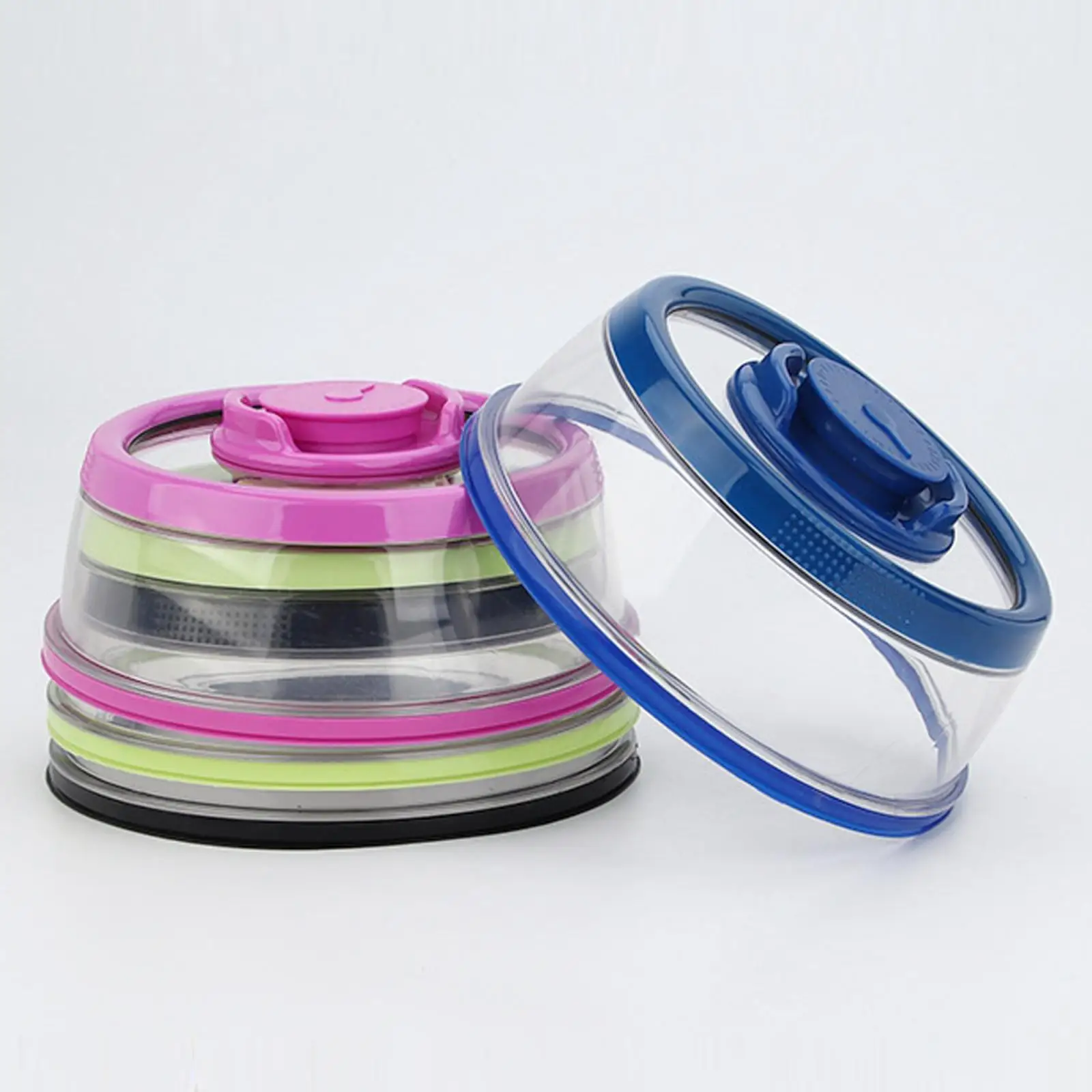 Silicone Vacuum Food Sealer Cover Kitchen Food Fresh Cover Refrigerator Dish Lid Topper Dome Kitchen Tool ABS Plastic
