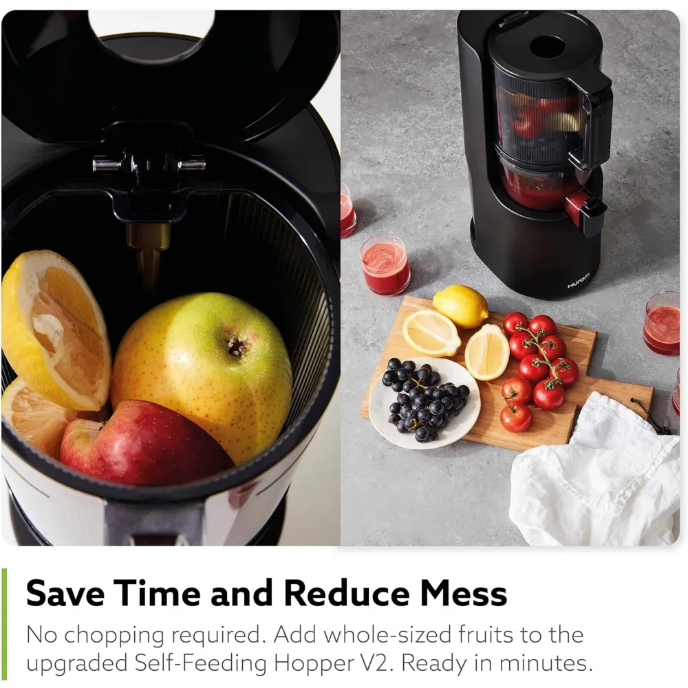 H200 Easy Clean Slow Juicer, Matte Black | Hands Free | Hopper Fits Whole Produce  Quiet Motor Scrub Free Cleaning 5