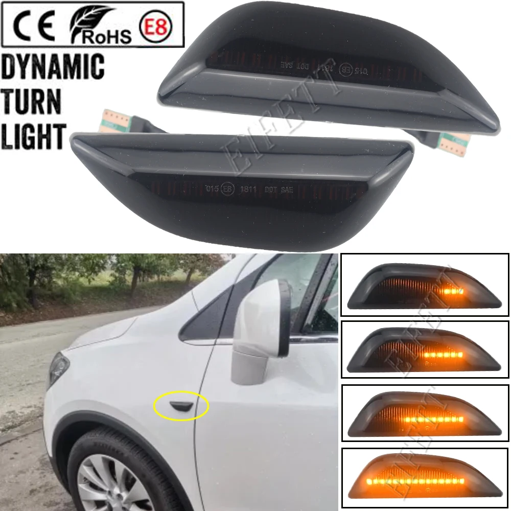 

2Pcs LED Dynamic Turn Signal Blinker Side Marker Light For Opel Mokka X 2012-2020 For Chevrolet Trax For Buick Encore 2013-2020