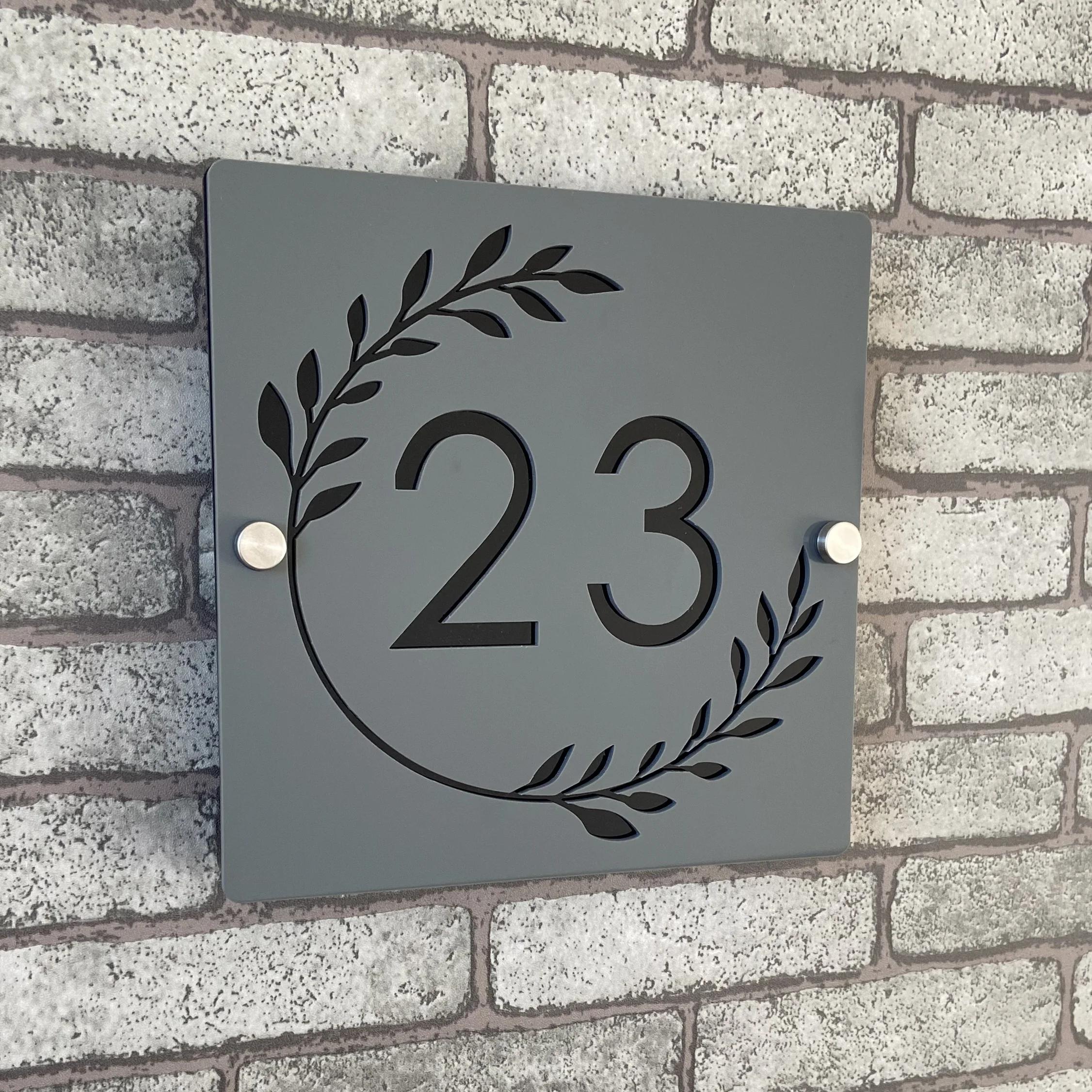 Personalized 3D Hollow Acrylic Outdoor House Number Plate Customizable Address Sign Home Wall Room Gray Silver Plaque Name house number signs house numbers number plate house wall plaques