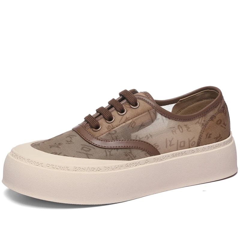 AUTUSPIN 4cm High Brand Women Sneakers Summer Breathable Comfy Ladies Mesh Shoes Outdoor Streetlish Flat Platform Canvas Sneaker