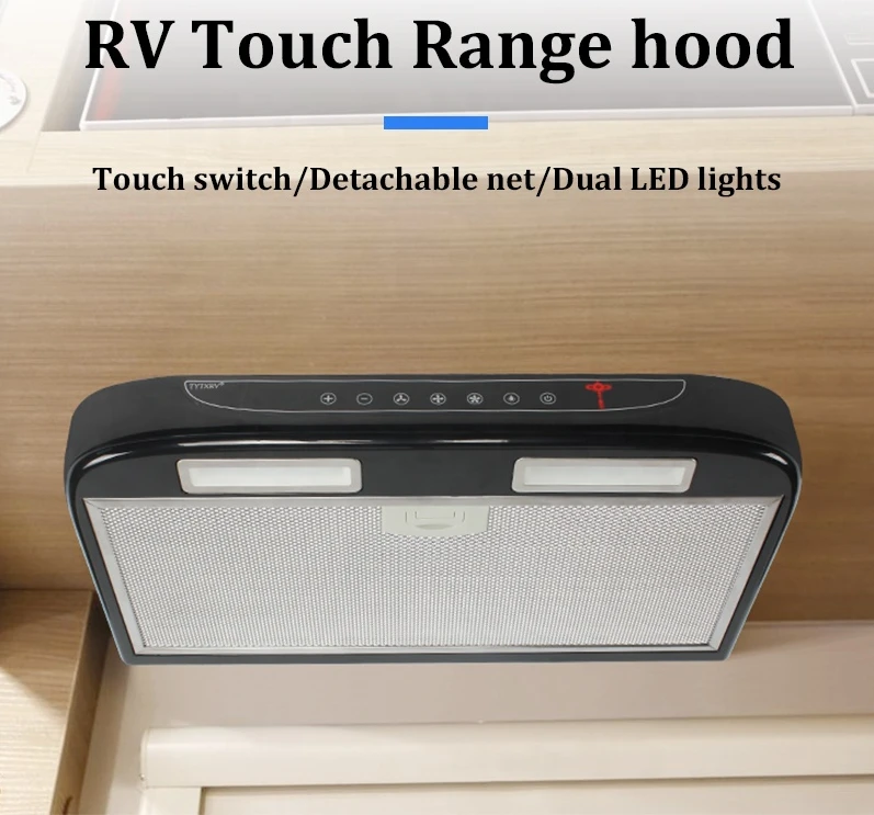 12V Car Kitchen Range Hood Stainless Steel With LED Light Removable For Cleaning Caravan Motorhome Camper Range Hood