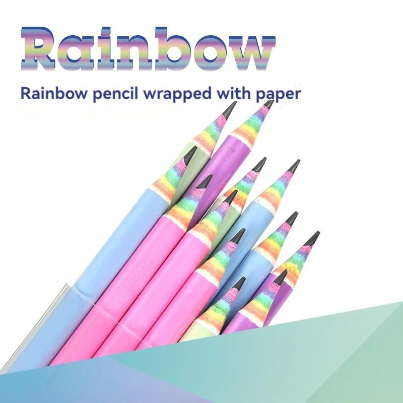 6-8pcs/set Rainbow Paper Pencil HB Environmentally Friendly for Creative Simplefor Writing and Painting Pencil School Stationery - 2