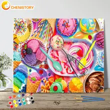 

CHENISTORY Diy Painting By Numbers Color Ice Cream Kits Home Decor Picture Drawing On Canvas Handpainted Art Gift 40*50cm Frame