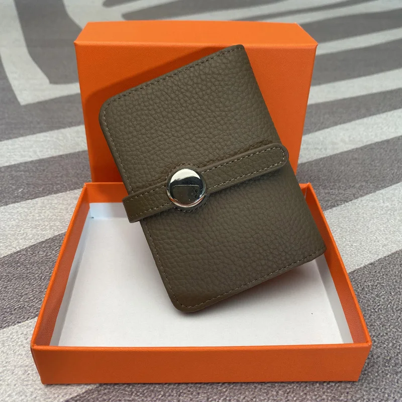 

2022 luxury 100% genuine leather women's wallet business card bag Coin Wallet clip multi slot leisure series cardholder bag
