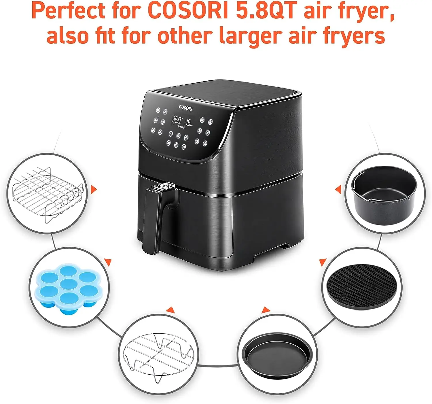 COSORI CAF-L501 Air Fryer 5 QT 9 in 1 Compact Oilless Small Oven Non Stick  for sale online