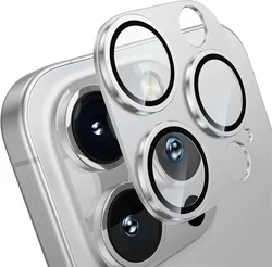 Premium Metal Glass Camera Lens Protector - Universal Lens Cover Accessory - 16 16Plus (Silver)