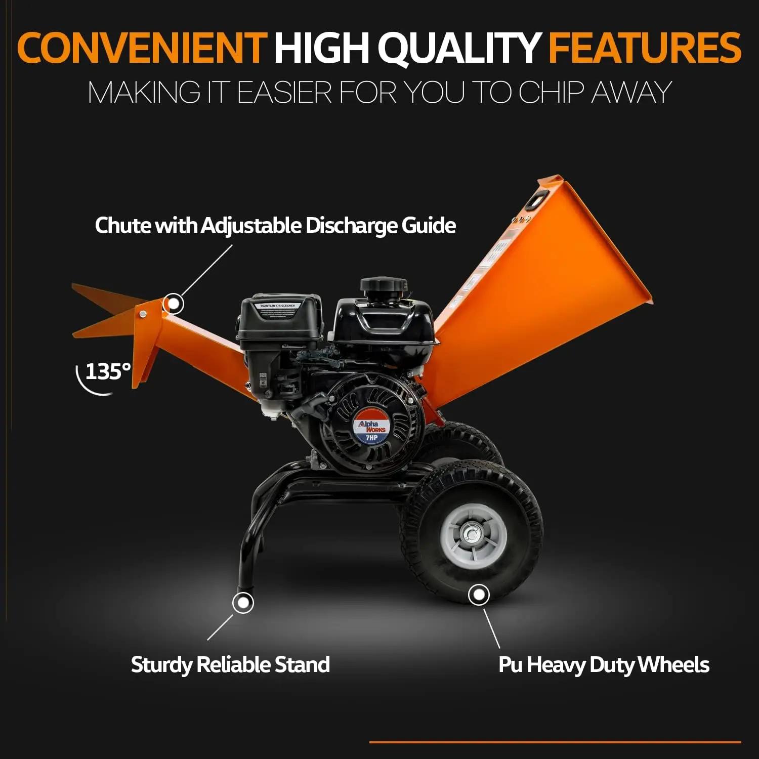 Wood Chipper Shredder Mulcher 7HP Engine Heavy Duty Compact Rotor Assembly Design 3" Inch Max Capacity Aids in Fire Prevention