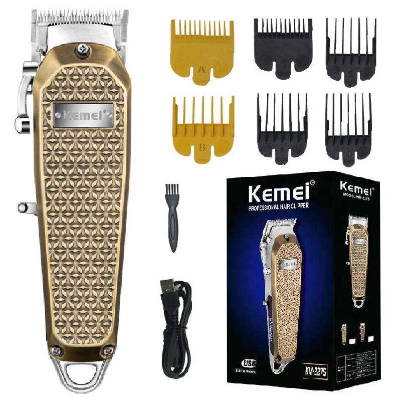 Kemei Barber Full Metal Hair Clipper Lithium Professional Hair Trimmer For Men Electric Cutter Machine Rechargeable