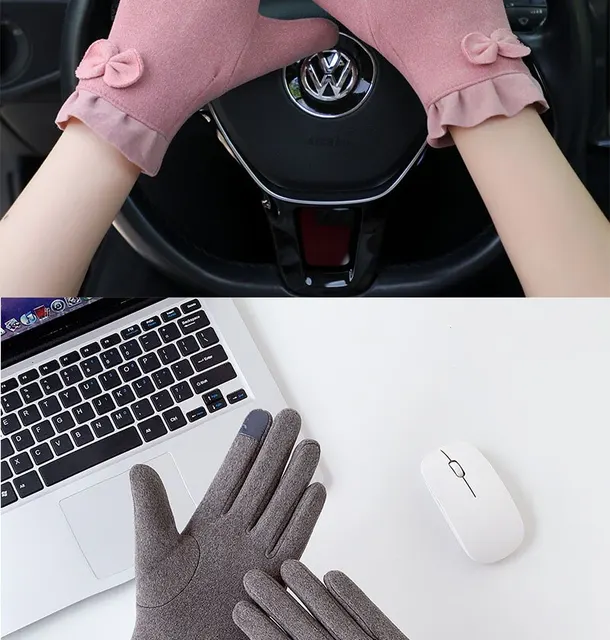 1 Paire De Gants D'hiver Tricotés Pour Femmes À Écran Tactile En Forme De Panda Rose | SHEIN