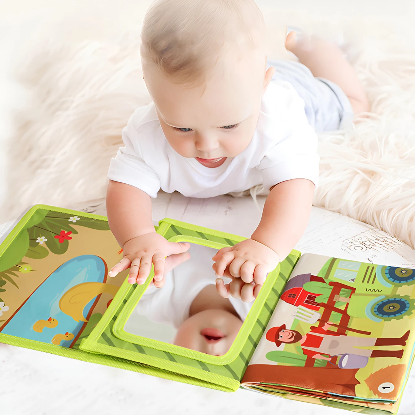 Mirror desk calendar cloth book with ringing paper sound education cognitive three-dimensional hanging toy 3