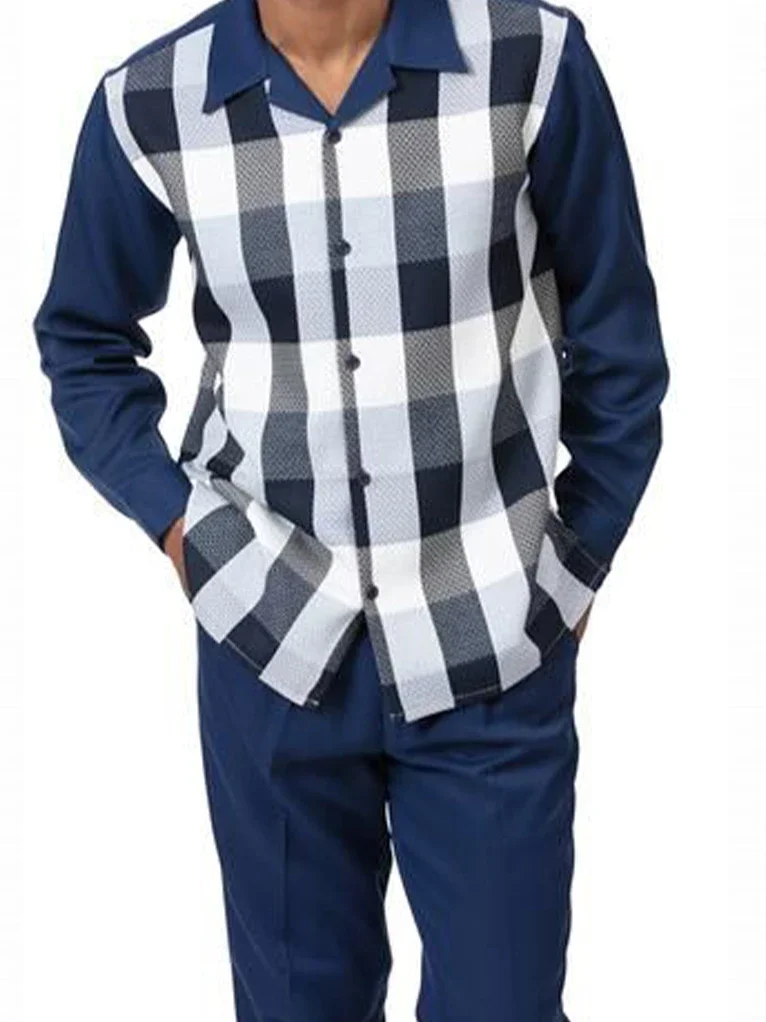 Fashion Men's Harajuku Striped Long Sleeve Top + Pants Summer New Outdoor Suit Casual Shirt Pants 2 Piece Set 2022