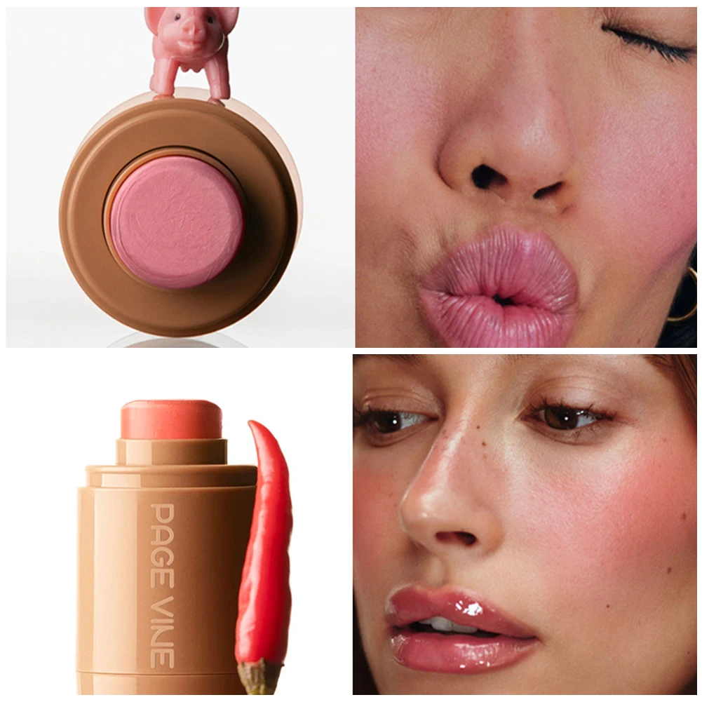 6 Colors Cheek Beauty Pocket Blush Stick Lip Tinted Moisturing Silky Blush Cream Blusher Tubes Matte Contour Makeup Cosmetics 4