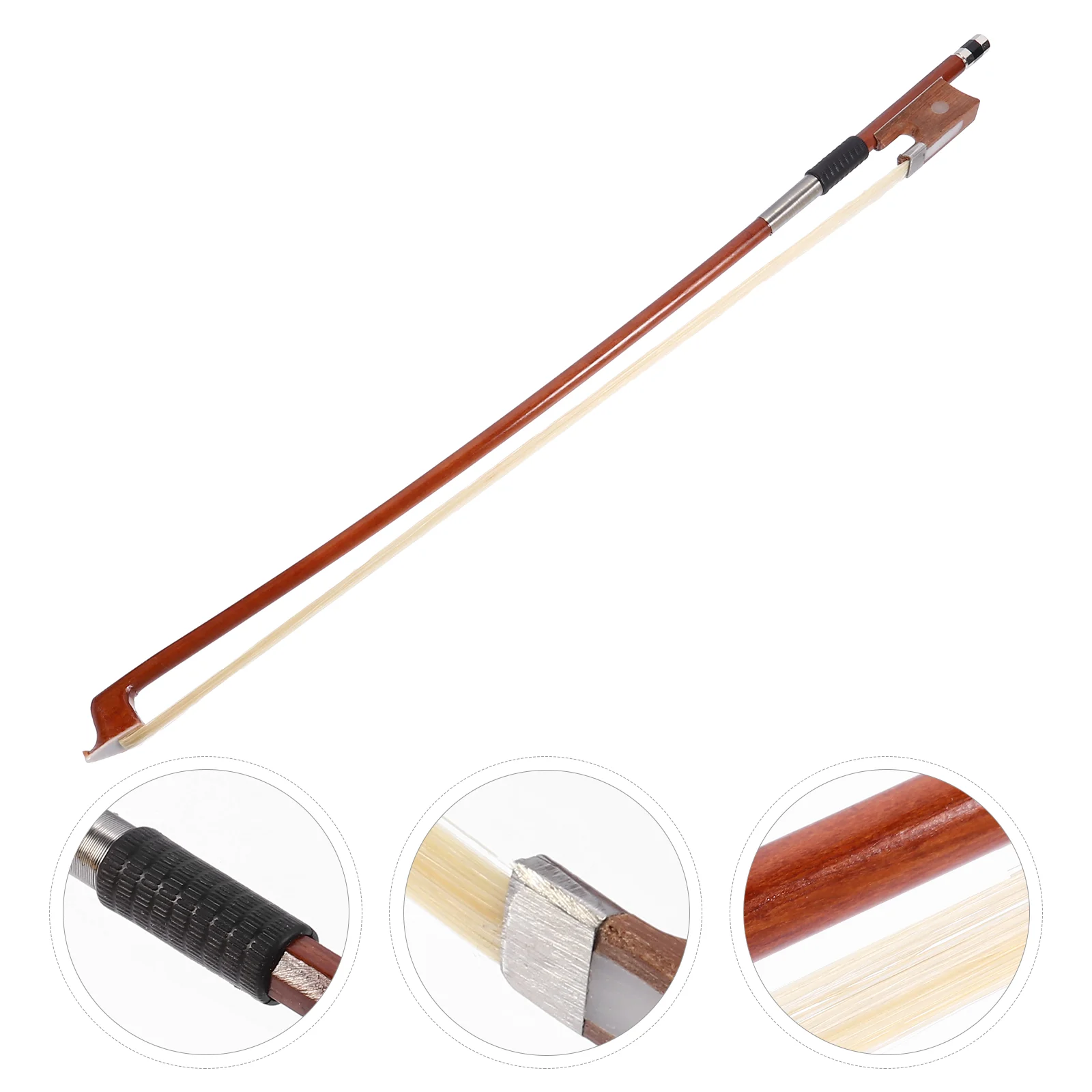 

1/10 Violin Bow Replacement Violin Bow Horsetail Bow Violin Practice Bow Red Sandalwood Violin Bow with Horse Accessory