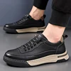 Male Flats New Mens Leather Casual Shoes Men Outdoor Non-Slip Men's Sneakers Soft-Sole Rubber Man Breathable Trendy Skate Shoes 4