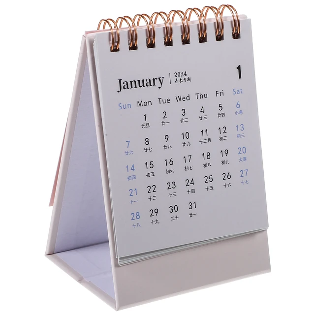 Mini calendrier de bureau décoratif, petit format, mensuel