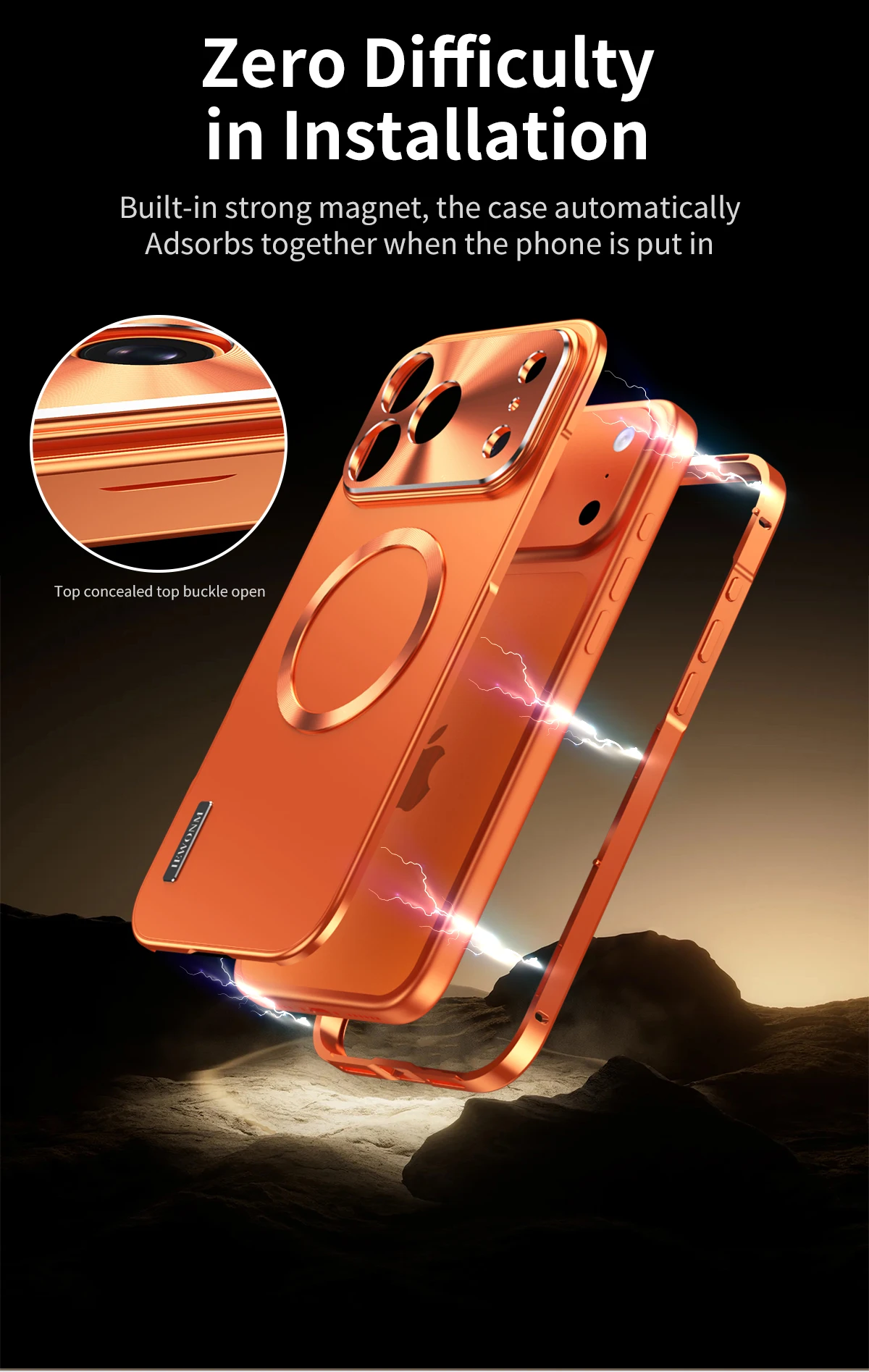 All Aluminum Frame Magnetic Suction PC Frosted Backplate Phone Case, For IPhone 17 Promax 17 Pro Shock-Absorbing Ultra-Thin Case