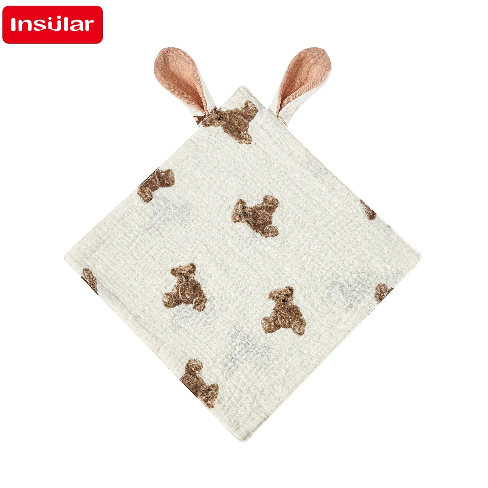 Cartoon Print Baby Muslin Soft Washcloth and Bib Set