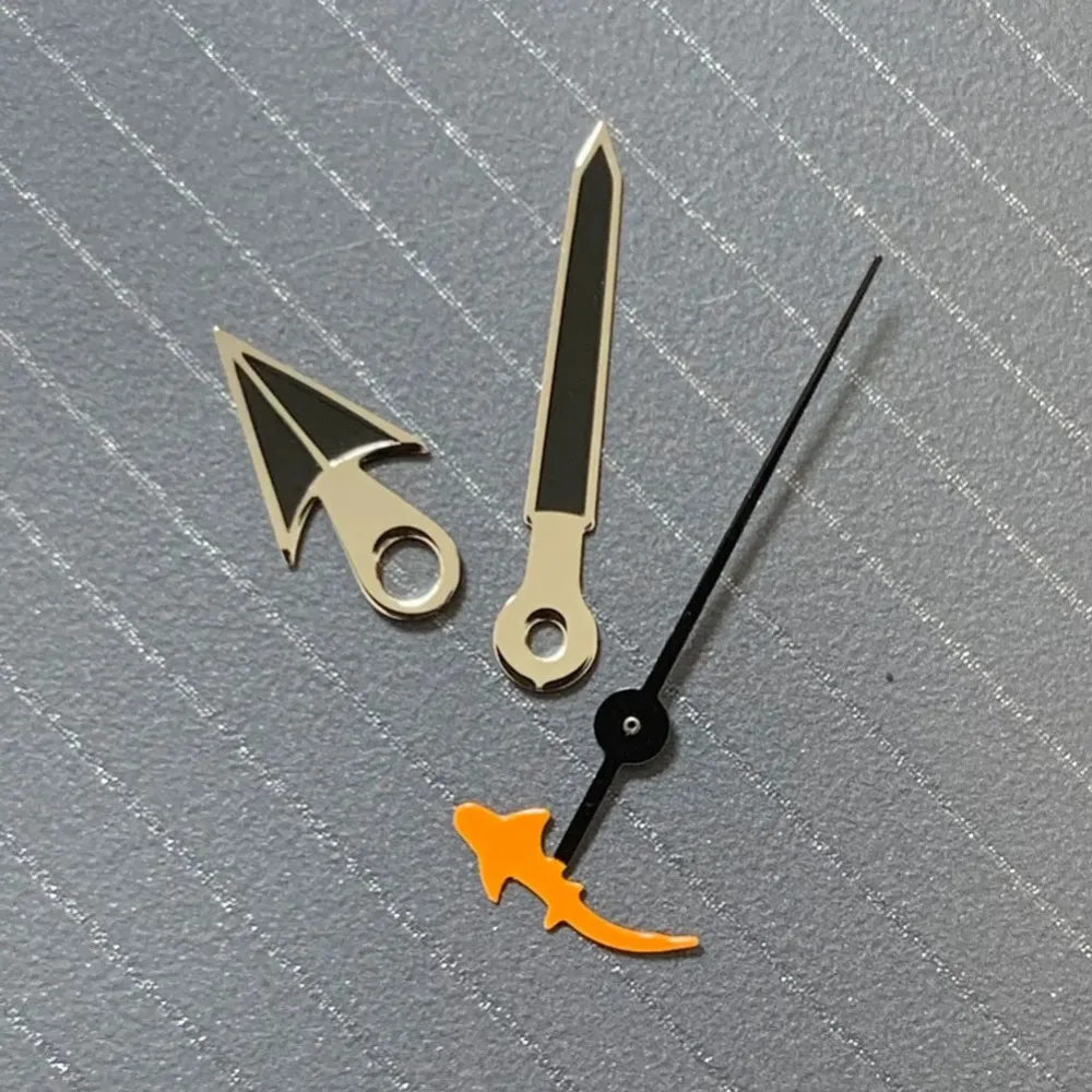 

Золотистые черные часы со стрелками черепахи/рыбы секундная стрелка серебристый край сменные часы аксессуары для движения Nh35/36/4R/7S