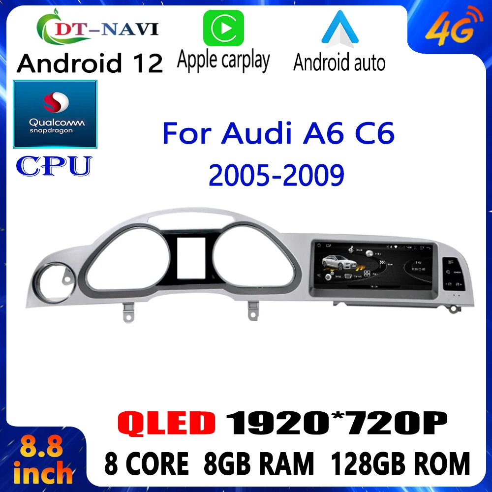 

Android 12 8+128GB CarPlay For Audi A6 C6 4f 2005-2009 MMI 2G 3G GPS Car Multimedia Player Navigation Auto Radio Stereo DSP WIFI