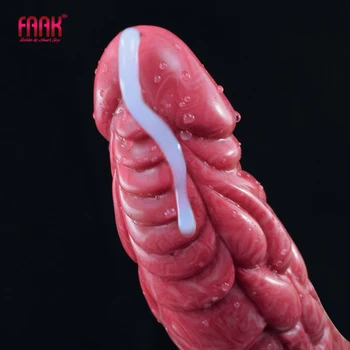 FAAK Ribbed Ejaculation Dildo With Sucker Spray Liquid Function Squirting Curved Penis Multi Color Anal Plug G-spot Stimulate 2