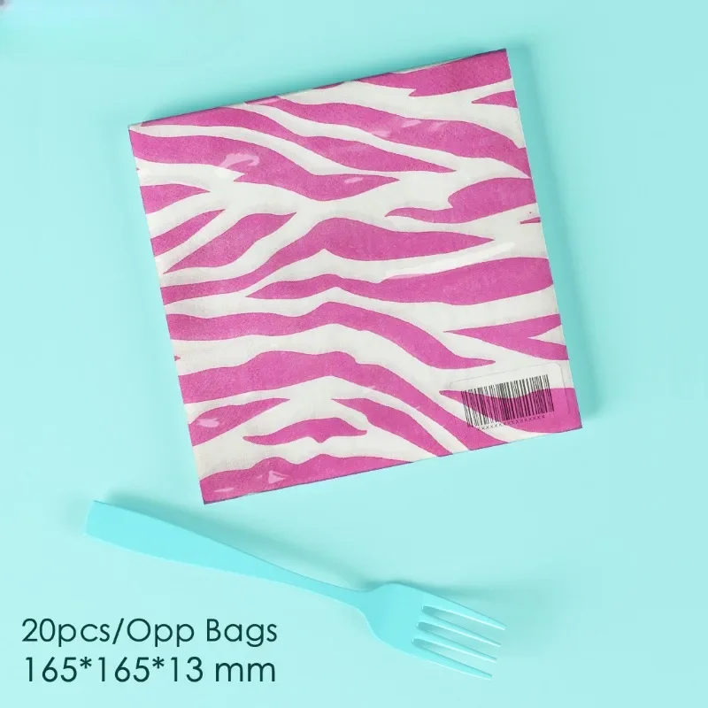20pcs 33cm 2-Ply New Pink Leopard Print Food Grade Printed Pattern Party Tissue Paper Commercial Paper Placemat